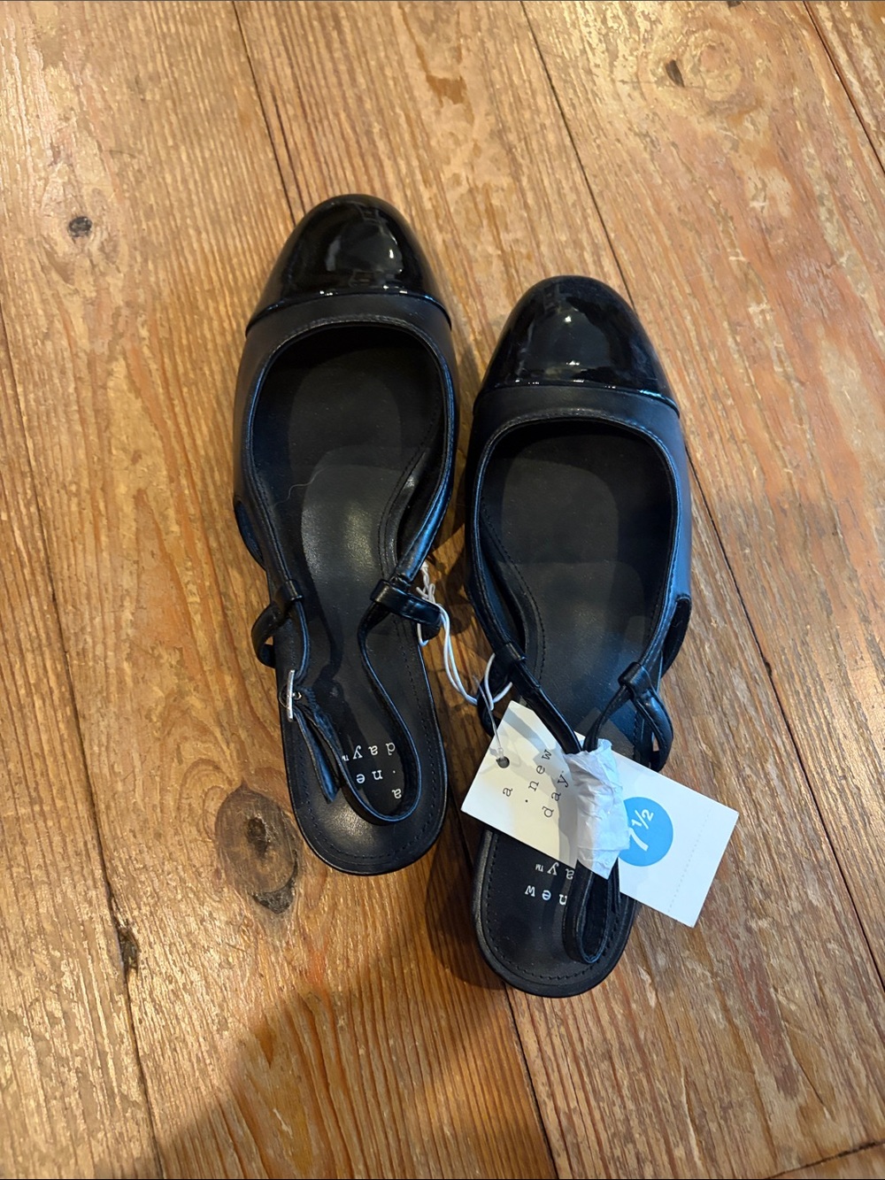 Women's Maxine Cap-toe Slingback Flats Black - A New Day - SIZE 7.5